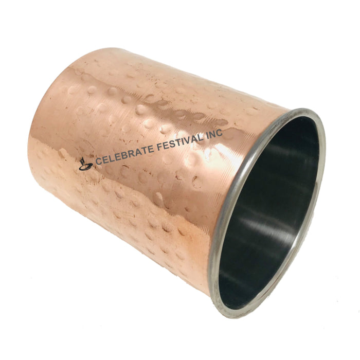 Copper/Stainless Steel , Amarapali/ Round/Straight Glass With Rim Border-12 0z