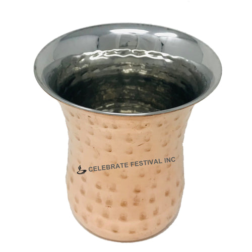 Curved 8oz copper and stainless steel sovereign glass with hammered finish