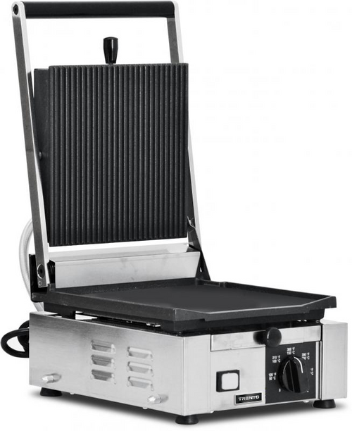 Omcan PG-IT-0483-R Elite Series 10″ x 9″ Single Panini Grill with Grooved Top and Smooth Bottom Grill Surface