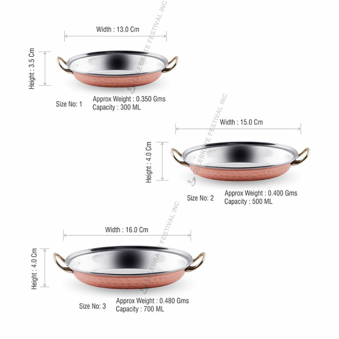 Oval Copper And Steel Entrée Dish Welded Handle