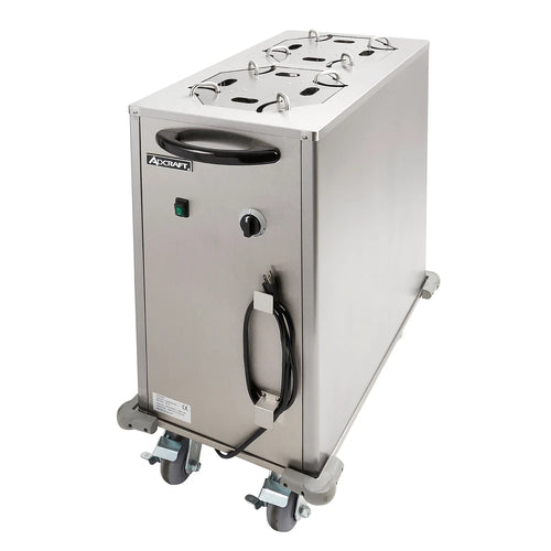 Adcraft LR-2 Adjustable Heated Mobile Dish Dispenser, in Silver