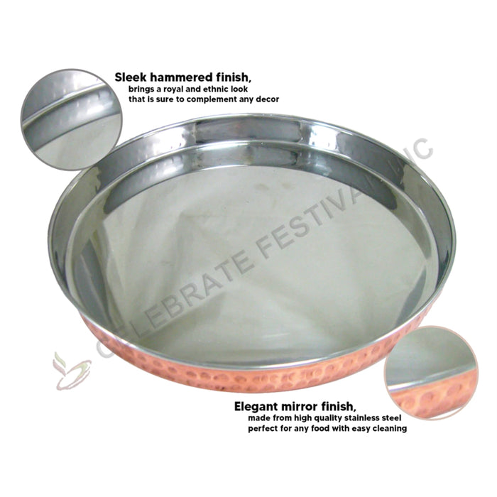 Copper/Stainless Steel Thali (Plate) - 13"