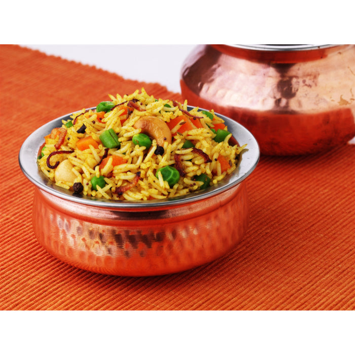 Copper/Stainless Steel Curry / Biryani Handi (Double wall, outer layer made of copper, hand-hammered)