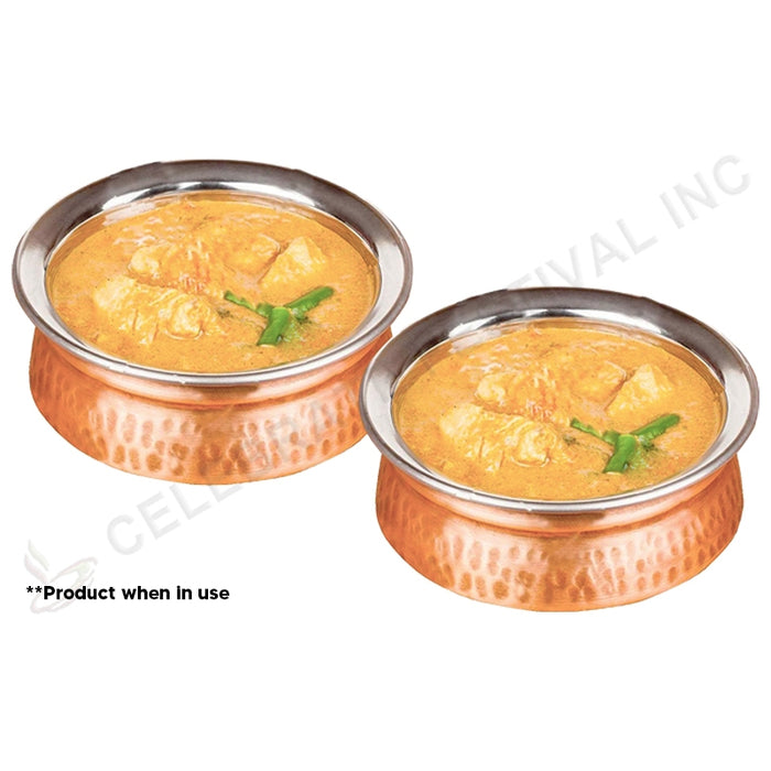 Copper/Stainless Steel Curry / Biryani Handi (Double wall, outer layer made of copper, hand-hammered)
