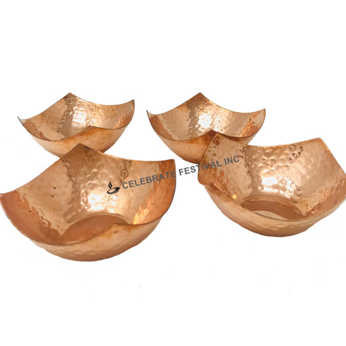 Hammered pure copper Mukhwa bowl 4-inch with 5 oz capacity