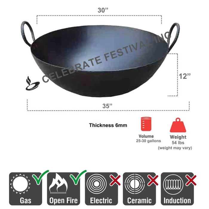 Heavy Duty Iron KADAI (WOK) : Perfect To Use In Restaurant / Commercial Kitchens