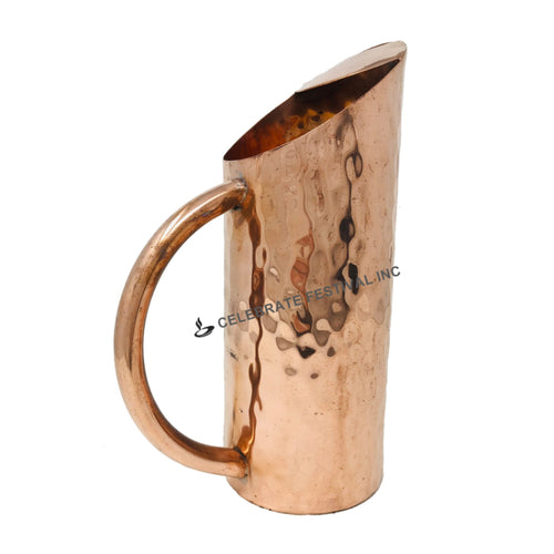 Elegant copper water jug with tower design and strong handle