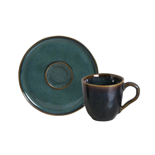 Porto Brasil Coffee Cup With Saucer Stoneware Oceano ( Case of 12)