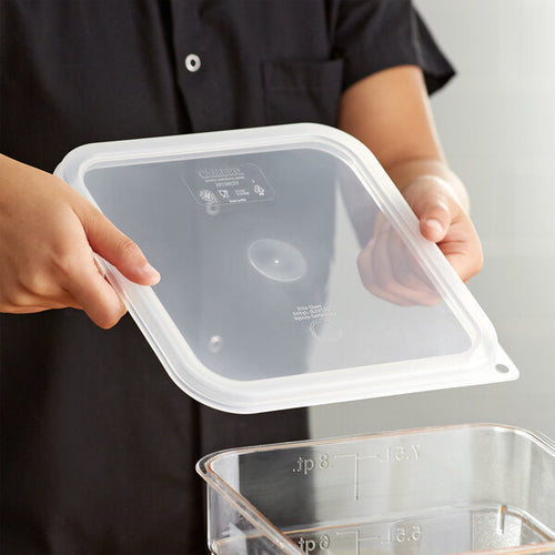 Cambro CamSquares 6 and 8 Quart Square Seal Cover Translucent ( Case of 6 )