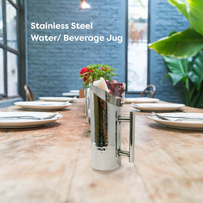 Stainless Steel Water/ Beverage Jug / Pitcher - Hammered Without Ice Catcher
