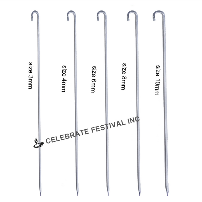 Stainless Steel BBQ SKEWERS - ROUND, Options 3,4,6,8 & 10 MM thickness