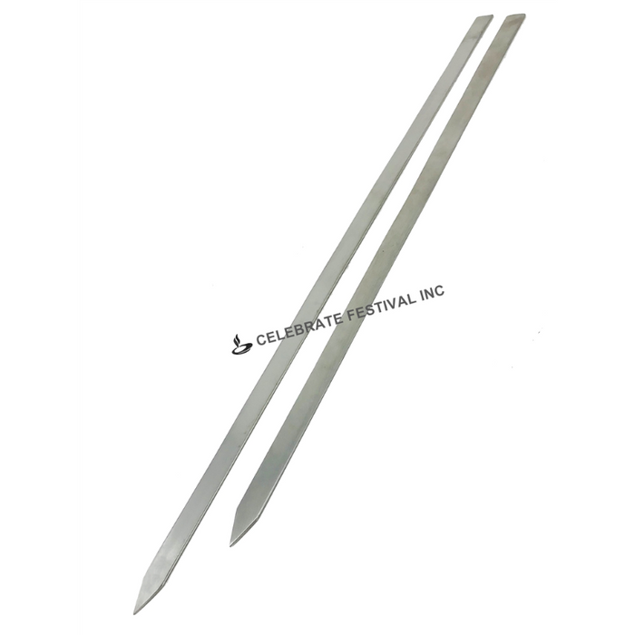 Stainless Steel Flat Skewer available in 21" and 24" Length. (With & Without Wooden Handle)