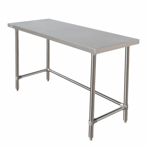 GSW Work Table - All Stainless Steel, Flat Top Open Base