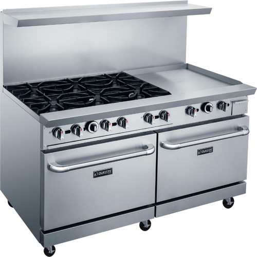 Dukers Range Ovens DCR60-6B24GM 60″ Gas Range with Six (6) Open Burners & 24″ Griddle