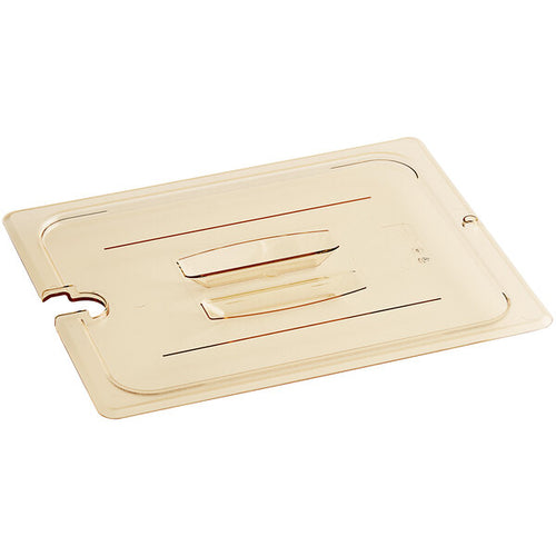 Cambro H Pan Half Size High Heat Food Pan Lid with Handle and Spoon Notch Amber ( Case of 6 )