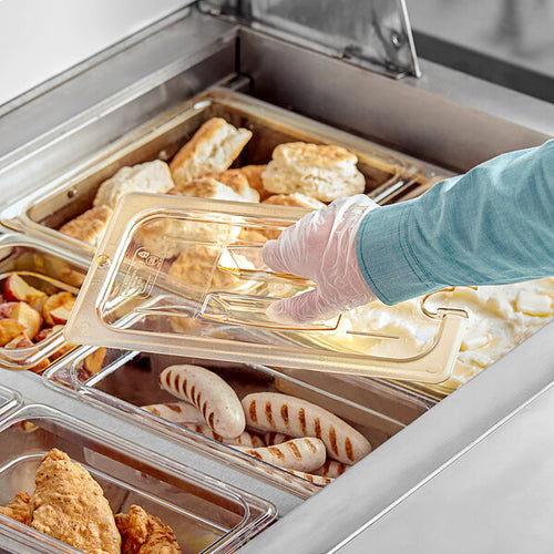 Cambro H Pan One Third Size Food Pan Lid with Handle and Spoon Notch Amber ( Case of 6 )