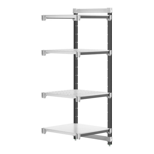 Cambro Camshelving Elements 4-Shelf Vented & Solid Add-On Shelving Unit – Speckled Gray