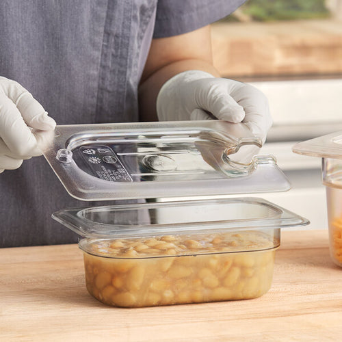 Cambro Camwear One Ninth Size Flat Food Pan Lid with Spoon Notch Clear ( Case of 6 )