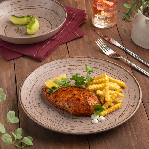 Ariane Tornado Desert Sage Round Rimless Coupe Porcelain Plate ( Case Of 6 )