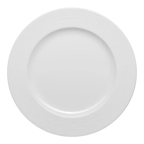 Ariane Eclipse Round Embossed Wide Rim Flat Porcelain Plate ( Case Of 6)