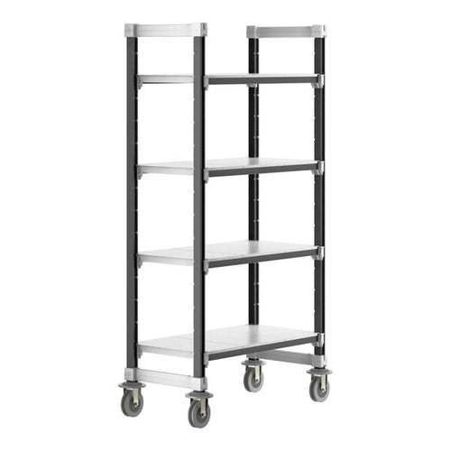 Cambro Camshelving Elements Heavy Duty 4-Shelf Solid Mobile Shelving Unit – Speckled Gray