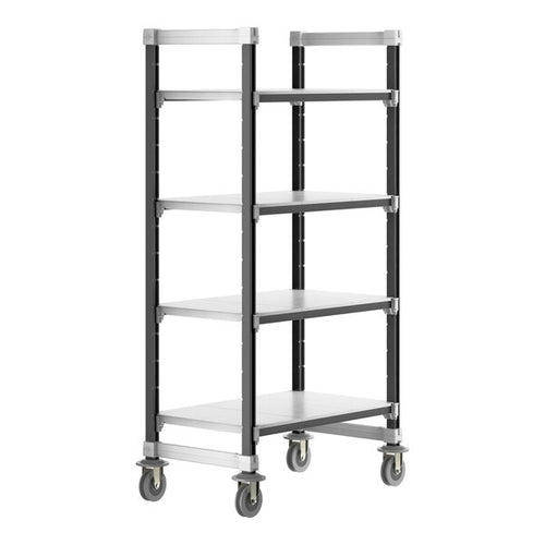 Cambro Camshelving Elements Heavy Duty 4-Shelf Solid Mobile Shelving Unit – Speckled Gray