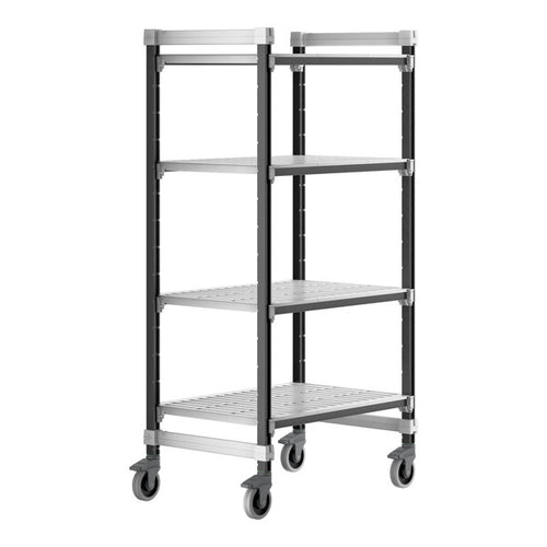 Cambro Camshelving Elements 4-Shelf Vented Mobile Shelving Unit – Speckled Gray