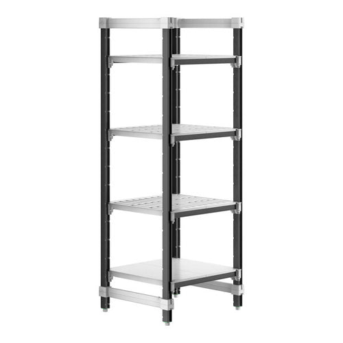 Cambro Camshelving Elements 4-Shelf Vented/Solid Starter Shelving Unit – Speckled Gray