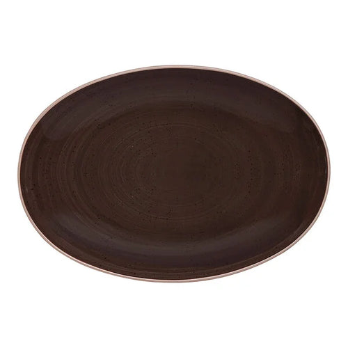Ariane Twister 10 1/4" Mokka Oval Coupe Porcelain Plate ( Case Of 12 )