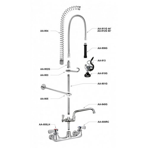 GSW AA Faucet Pre-Rinse Unit Parts and Spouts