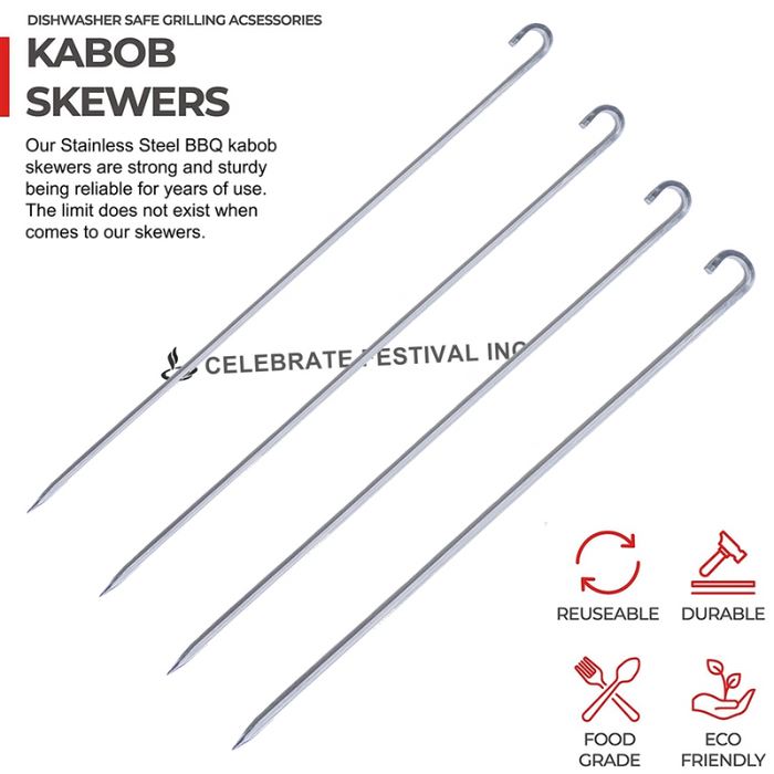 Stainless Steel BBQ SKEWERS - SQUARE, Options 3,4,6,8 & 10 MM thickness