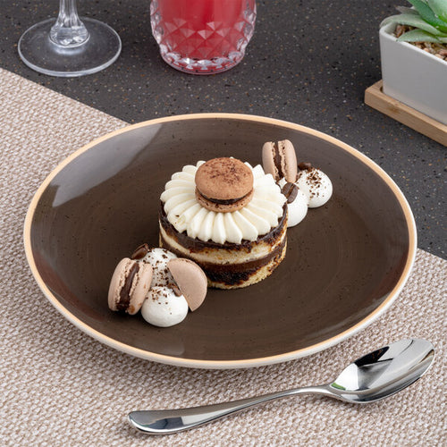 Ariane Twister Mokka 8 1/4" Round Rimless Coupe Porcelain Plate ( Case Of 12 )