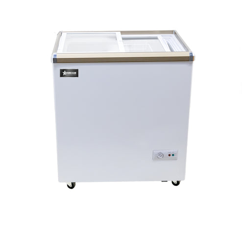 Omcan FR-CN-0150 29″ Ice Cream Display Chest Freezer with Flat Glass Top, 5.3 cu.ft. Capacity – 110 V
