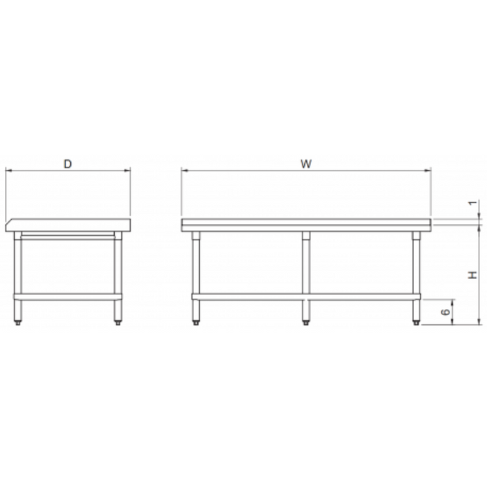 GSW Equipment Stand - Stainless Steel Top, Galvanized Undershelf & Legs w/ 1" Upturn on 3 Sides