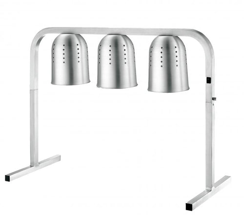 Omcan FW-CN-0825 Commercial Food Heat Lamp Portable Electric Food Warmer 3-Bulb Freestanding, Silver- 750W, 110V