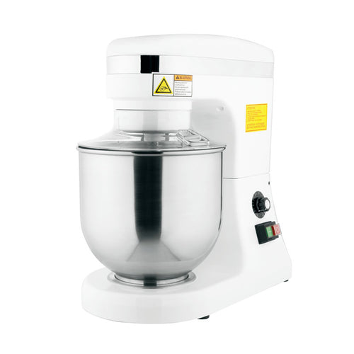 Omcan MX-CN-0007-HW 7-QT White Countertop Planetary Mixer with Guard – 110V, 270W