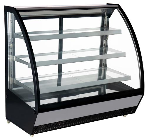 Omcan RS-CN-0860 60″ Refrigerated Floor Showcase with Curved Glass, 28cu.ft. (799 Liter) Capacity – 110V, 680W