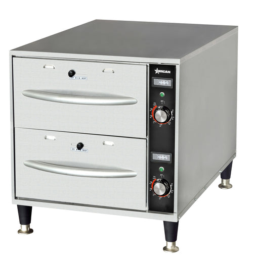 Omcan FW-CN-0002 Double Freestanding Narrow Warming Drawer – 120 V, 900W