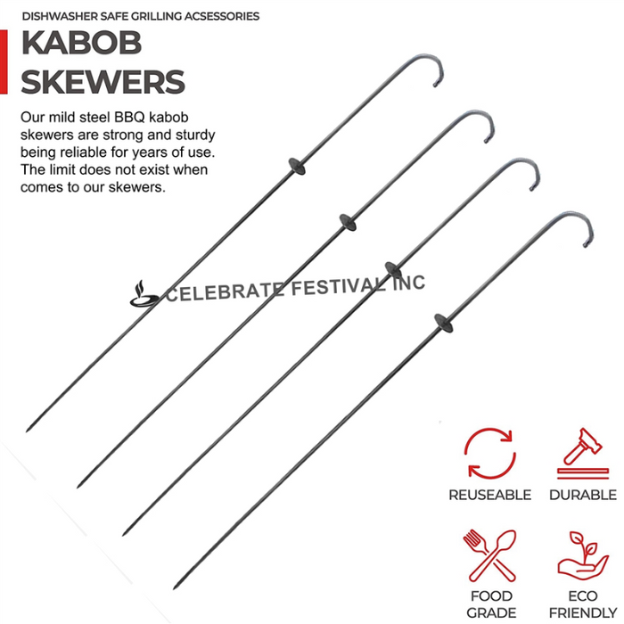 Mild Steel (Iron) BBQ SKEWERS - SQUARE (RECTANGLE), Options 3,4,6,8 & 10 MM thickness with STOPPER
