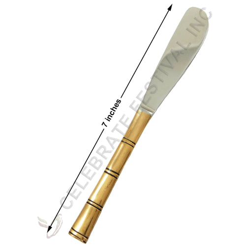 Set of 12 bamboo design copper and stainless steel dinner knives