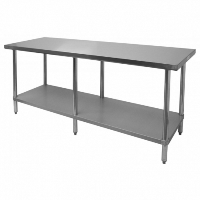 GSW Commercial Work Table - Stainless Steel Top, Galvanized Undershelf