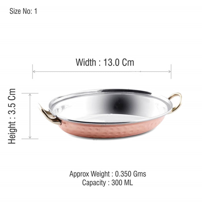 Oval Copper And Steel Entrée Dish Welded Handle