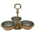 Copper & Stainless Steel Pickle/Chutney/Dip Serving Stand – 3 Bowl Traditional Indian Condiment Holder with Brass Base