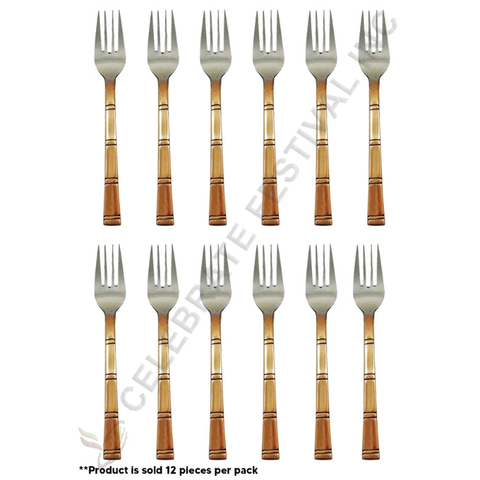 Copper Steel Fork-Bamboo Design(Price Per Dz)