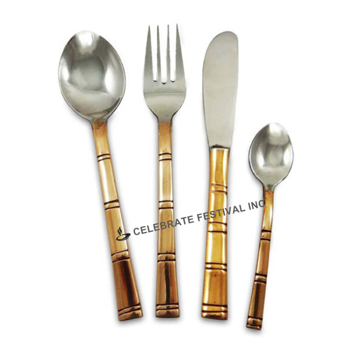 Copper Steel Fork-Bamboo Design(Price Per Dz)