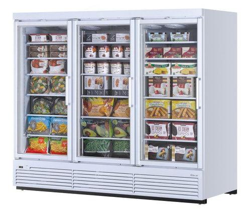 Turbo Air TJMF-85SDW(B)-N Super Deluxe Glass Merchandiser Freezer, three-section, 97 cu. ft.