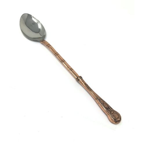 13" Copper-Plated Oval Buffet Ladle with Carved Handle