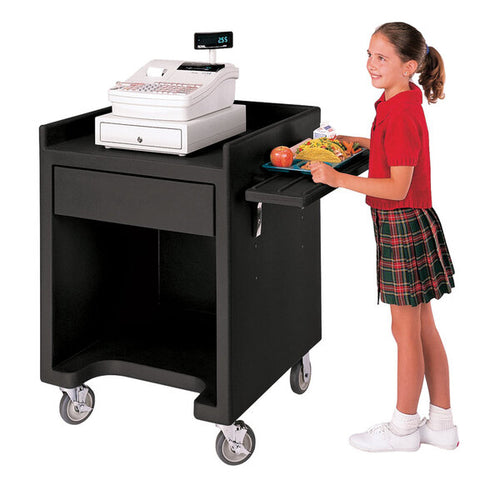 Cambro Heavy Duty Mobile Equipment Stand with Right and Left Tray Rails Utility Storage Drawer Black