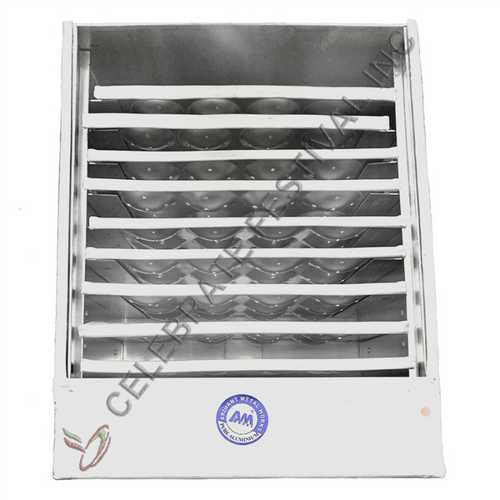 Front view of the Heavy Duty Aluminum Idli Steamer with 9 trays, showcasing its high-capacity design for steaming large batches efficiently.