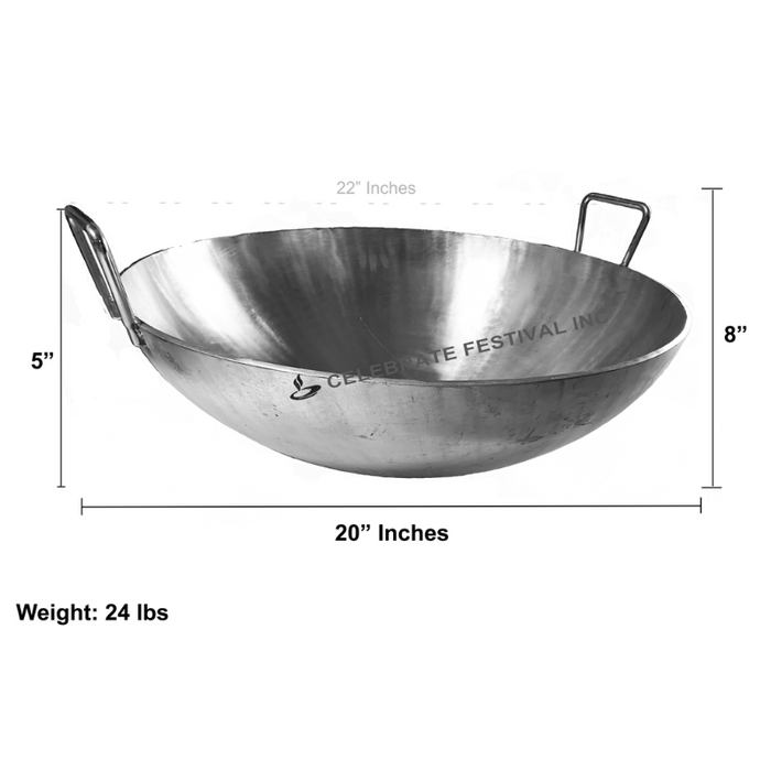 Stainless Steel Mawa Kadai / Mithai / Sweet/ Halwa Kadai -  5 mm thick, Perfect for Sweet Making, Available from 20 to 36" wide